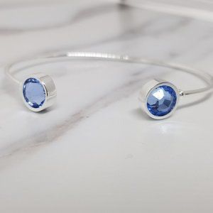 Cuff Bangle w/Round Faceted Light Sapphire Crystal
